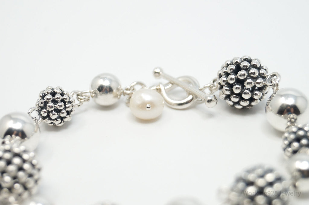 Vintage Designer Michael Dawkins Pearl Spotted Ball Sterling Silver Bracelet | Jewelry > Bracelets | Wiccan Center