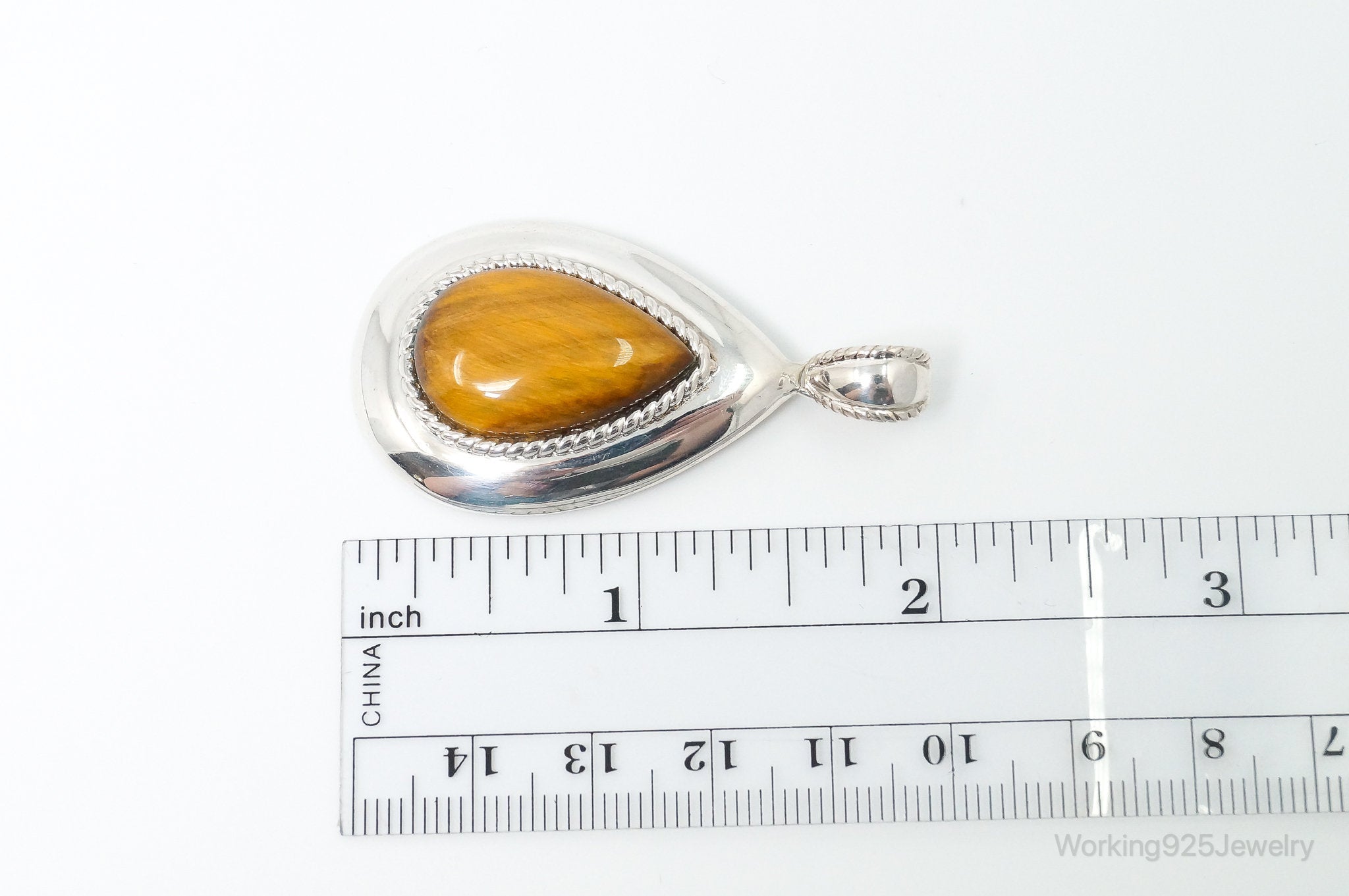 Vintage Large Tigers Eye Southwestern Style Sterling Silver Pendant | Jewelry > Necklaces > Pendants | Wiccan Center