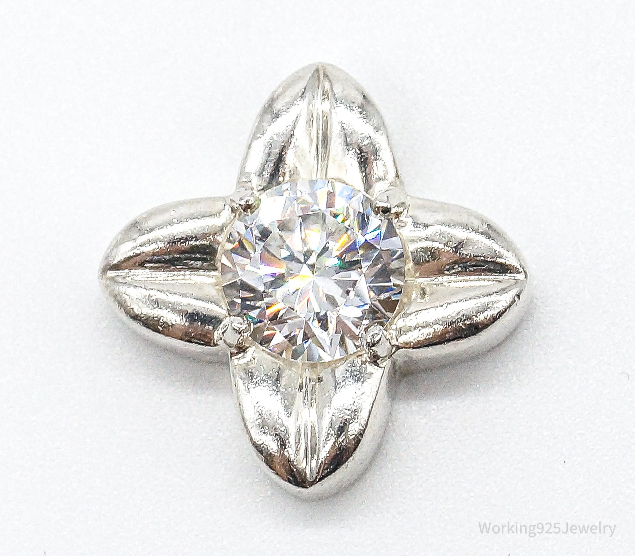 Large Cubic Zirconia Sterling Silver Pendant | Jewelry > Necklaces > Pendants | Wiccan Center