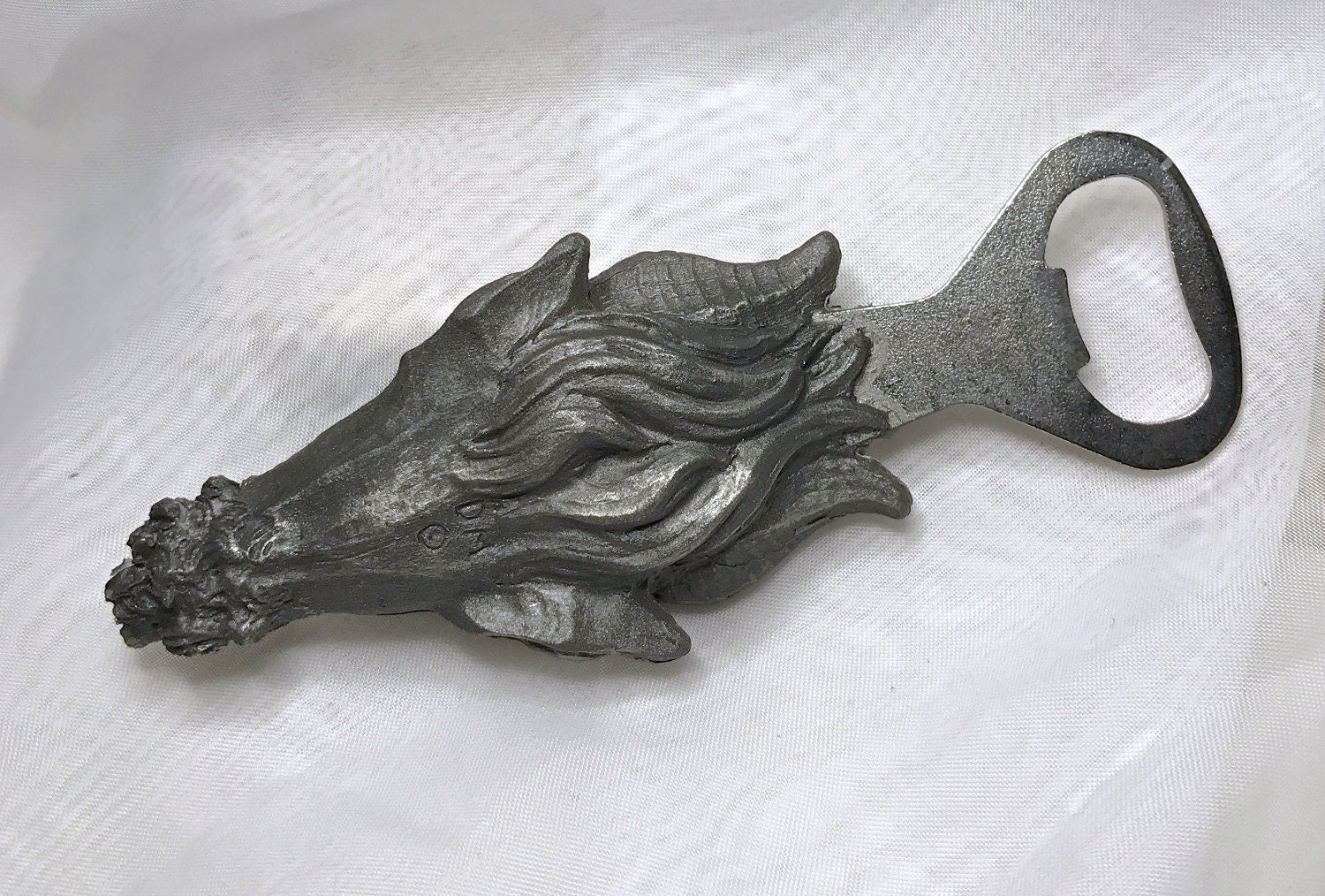 Krampus Opener, Hand Painted Resin, Pewter Finish | Gothic Holiday Barware | Krampus Devil Bottle Opener | Fantasy Gothic Barware Gift