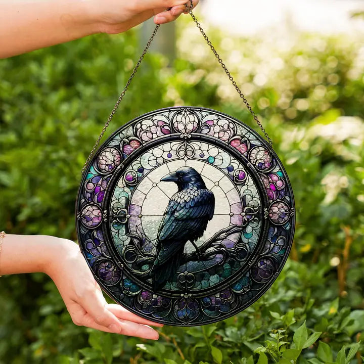 Purple Gothic Raven Suncatcher | Gifts | Wiccan Center