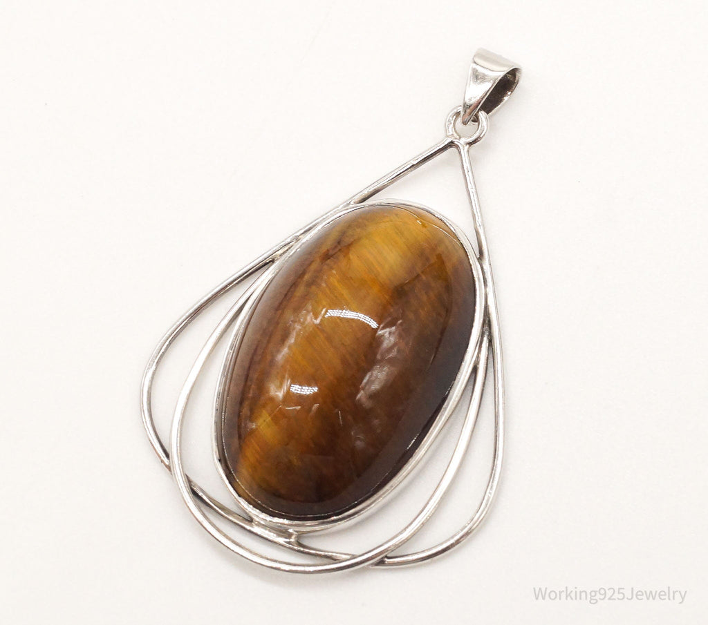 Vintage Large Tigers Eye Sterling Silver Pendant | Jewelry > Necklaces > Pendants | Wiccan Center