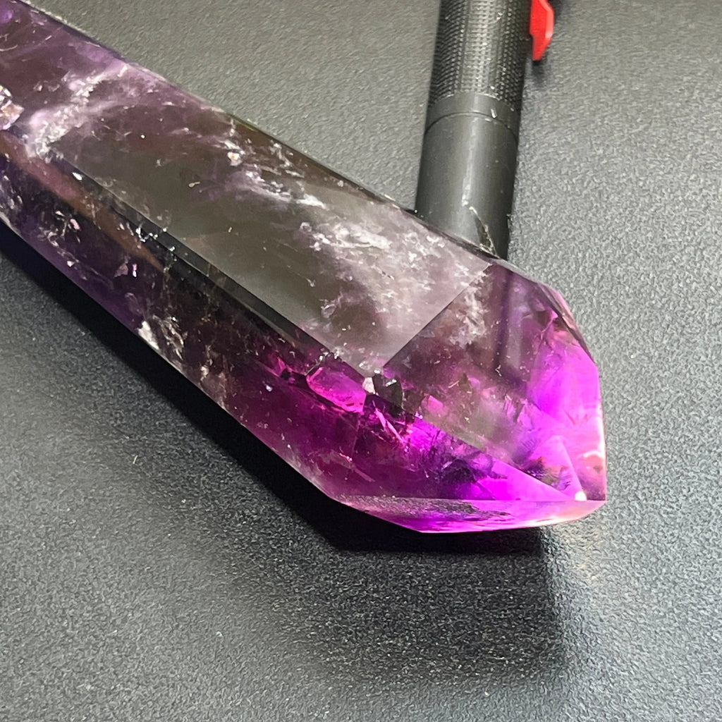 Large Dark Amethyst Crystal Faceted Standing Tower Carving | Home & Living > Home Decor > Home Accents > Rocks & Geodes | Wiccan Center
