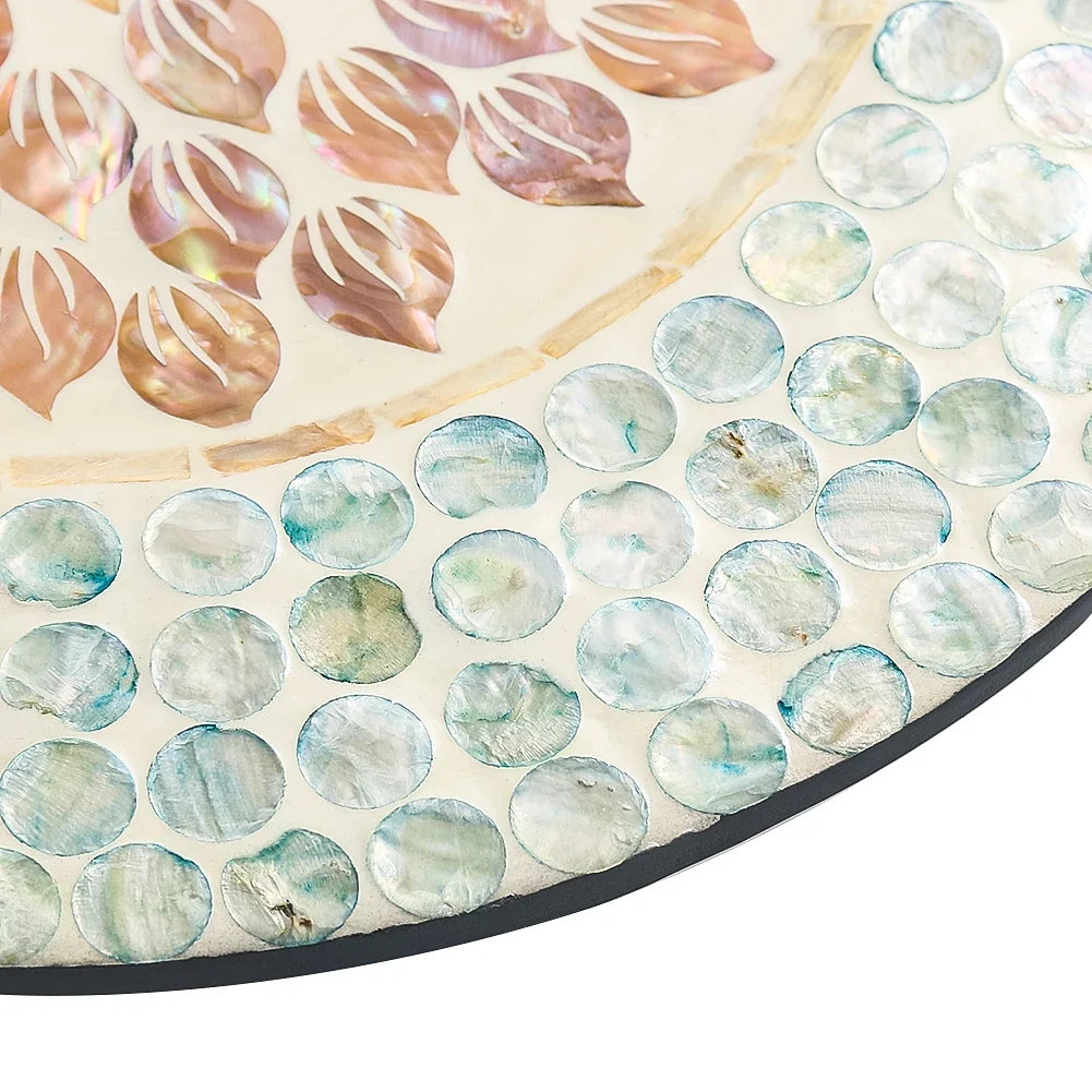 Mother-of-Pearl Inlay Mandala Wooden Serving Tray – Decorative Coffee Table Plate | Serving Tray | Wiccan Center