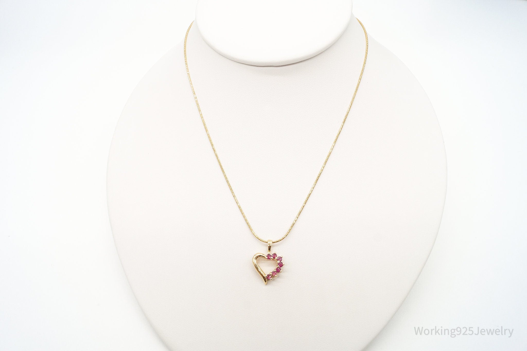 Vintage Designer Ross Simons Ruby Heart Gold Vermeil Sterling Silver Necklace | Jewelry > Necklaces > Pendants | Wiccan Center