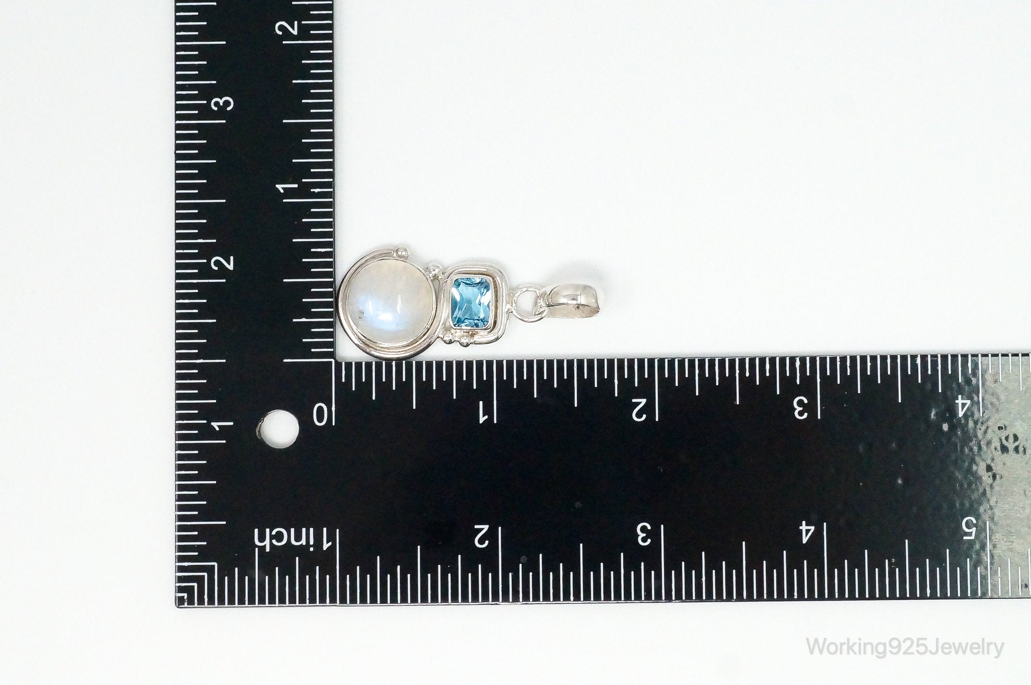 Large Designer SAJEN Blue Topaz Moonstone Sterling Necklace Pendant | Jewelry > Necklaces > Pendants | Wiccan Center
