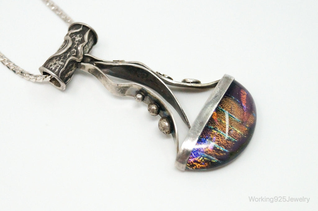 RARE Design Nancy E Foster Modernist Glass Sterling Silver Chain Necklace | Jewelry > Necklaces > Pendants | Wiccan Center