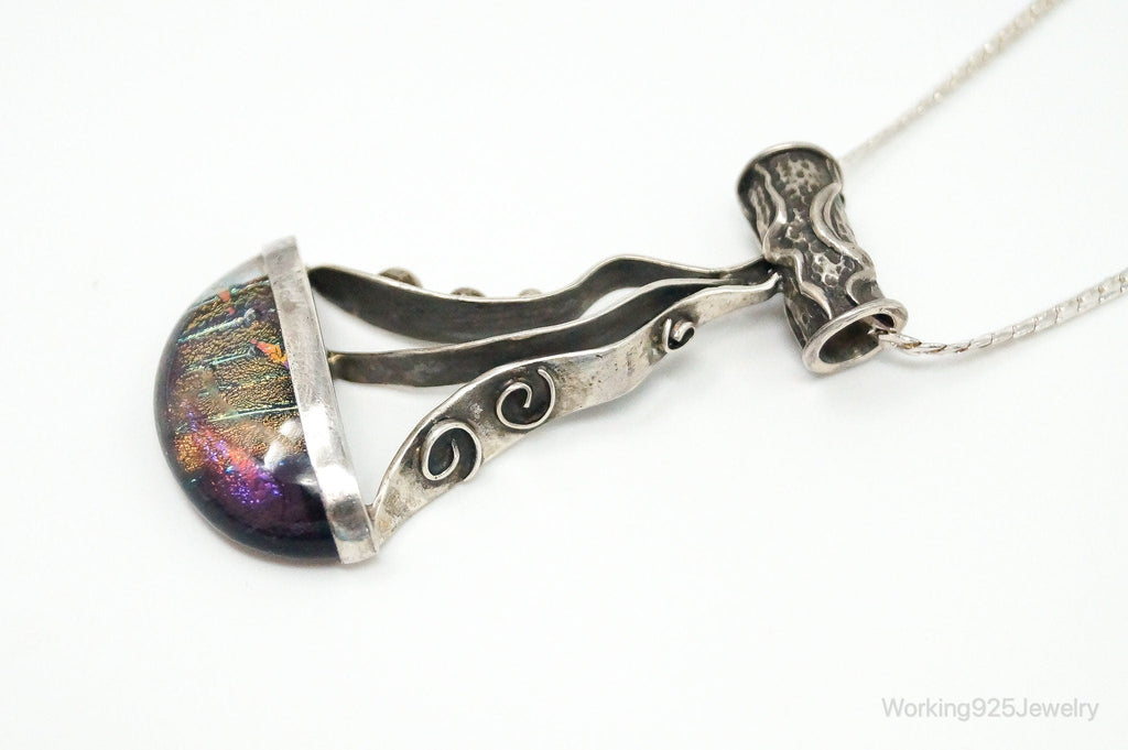 RARE Design Nancy E Foster Modernist Glass Sterling Silver Chain Necklace | Jewelry > Necklaces > Pendants | Wiccan Center