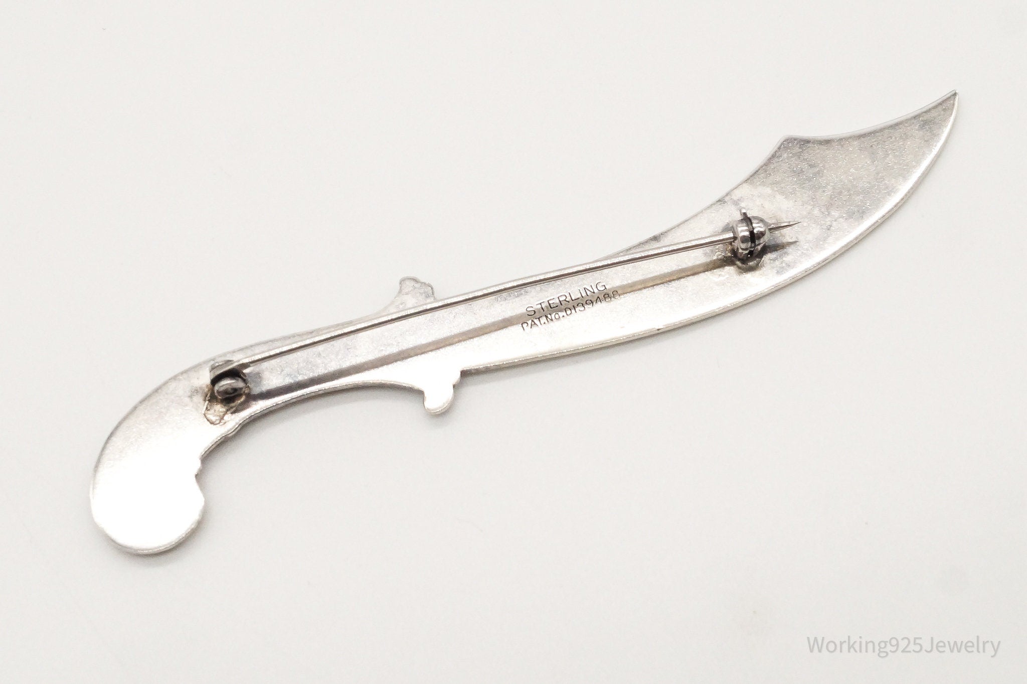 Large 1940s Victorian Revival Scimitar Sword Dagger Sterling Silver Pin Brooch | Jewelry > Brooches, Pins & Clips | Wiccan Center