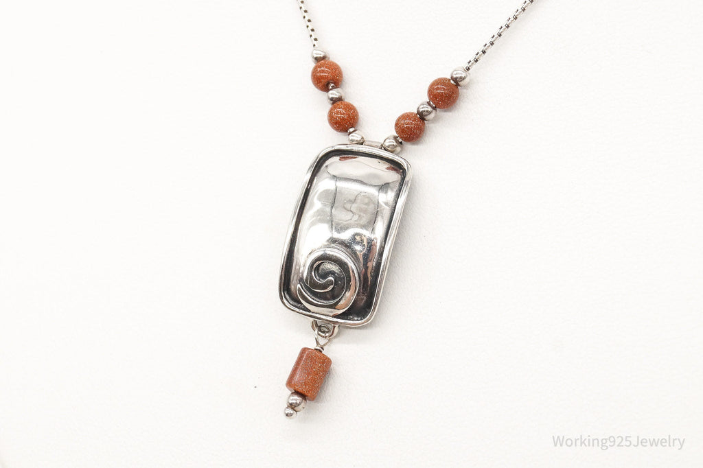 Designer Silpada Goldstone Hammered Sterling Silver Necklace | Jewelry > Necklaces > Pendants | Wiccan Center