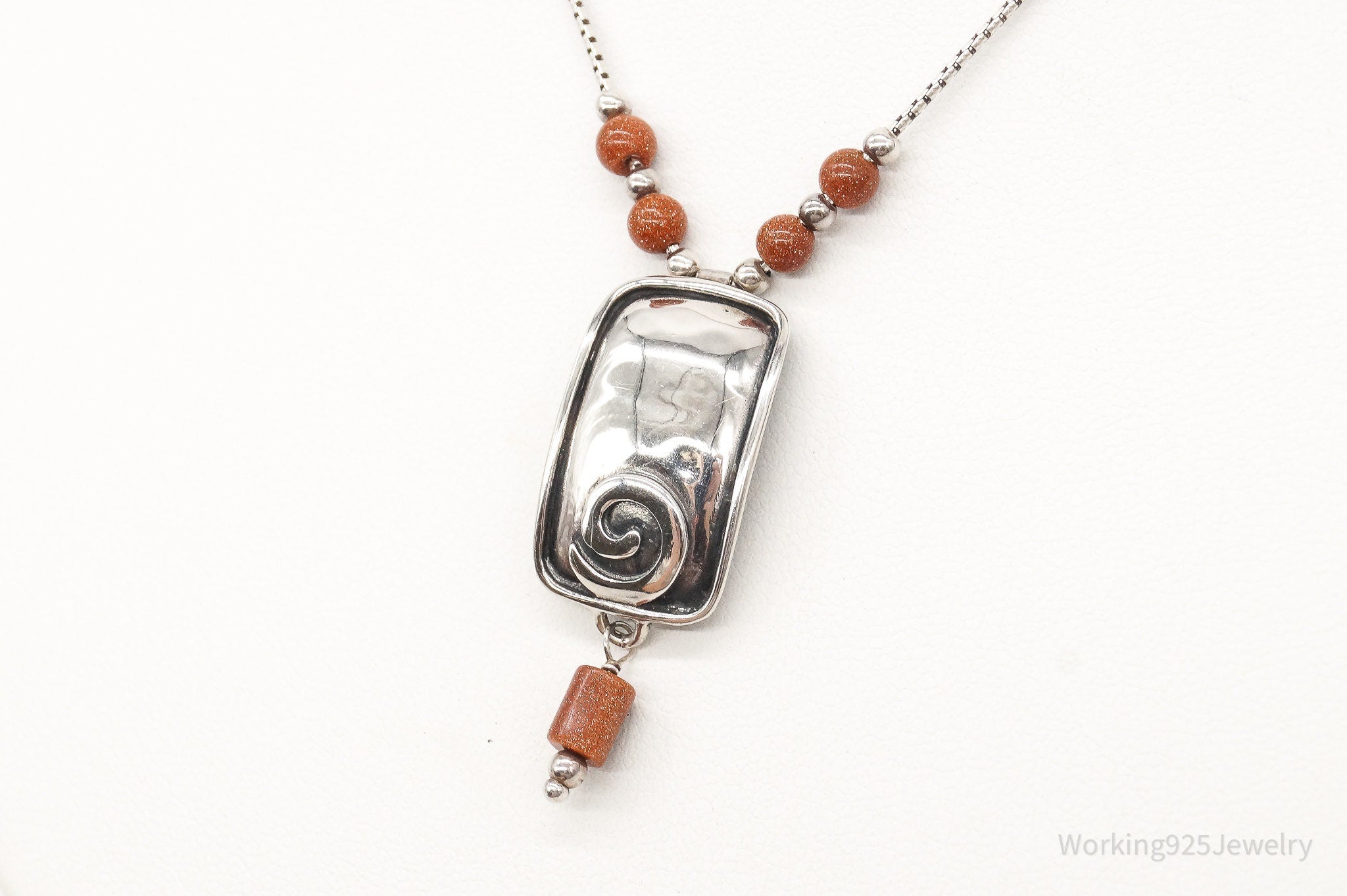 Designer Silpada Goldstone Hammered Sterling Silver Necklace | Jewelry > Necklaces > Pendants | Wiccan Center