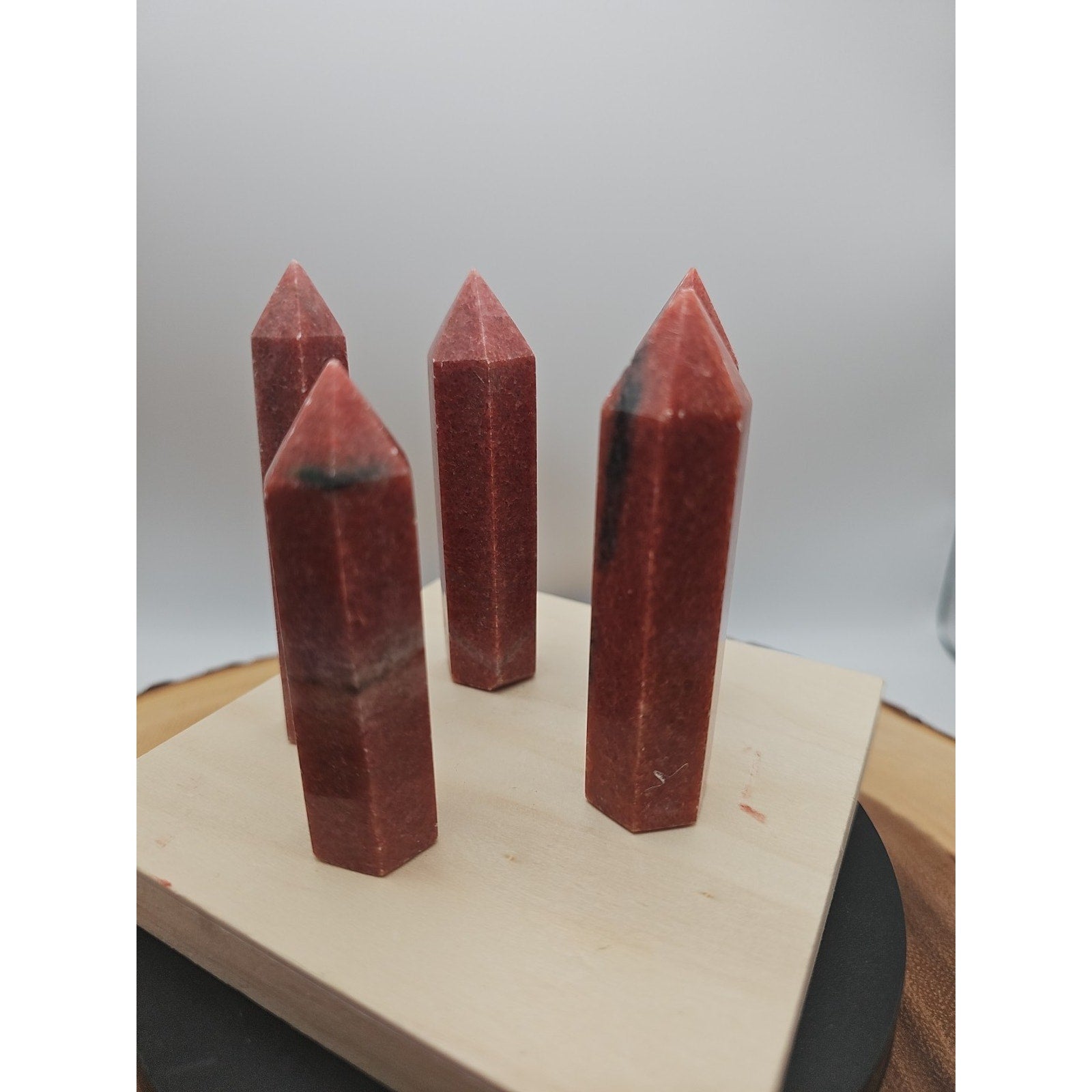 5pcs Avg .65 Natural Rhodonite Quartz Crystal Brazil | Mineral Specimens | Wiccan Center