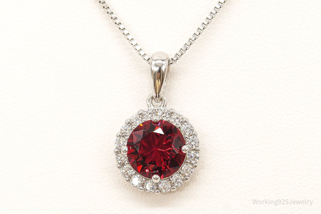Red & White Cubic Zirconia Sterling Silver Necklace | Jewelry > Necklaces > Pendants | Wiccan Center