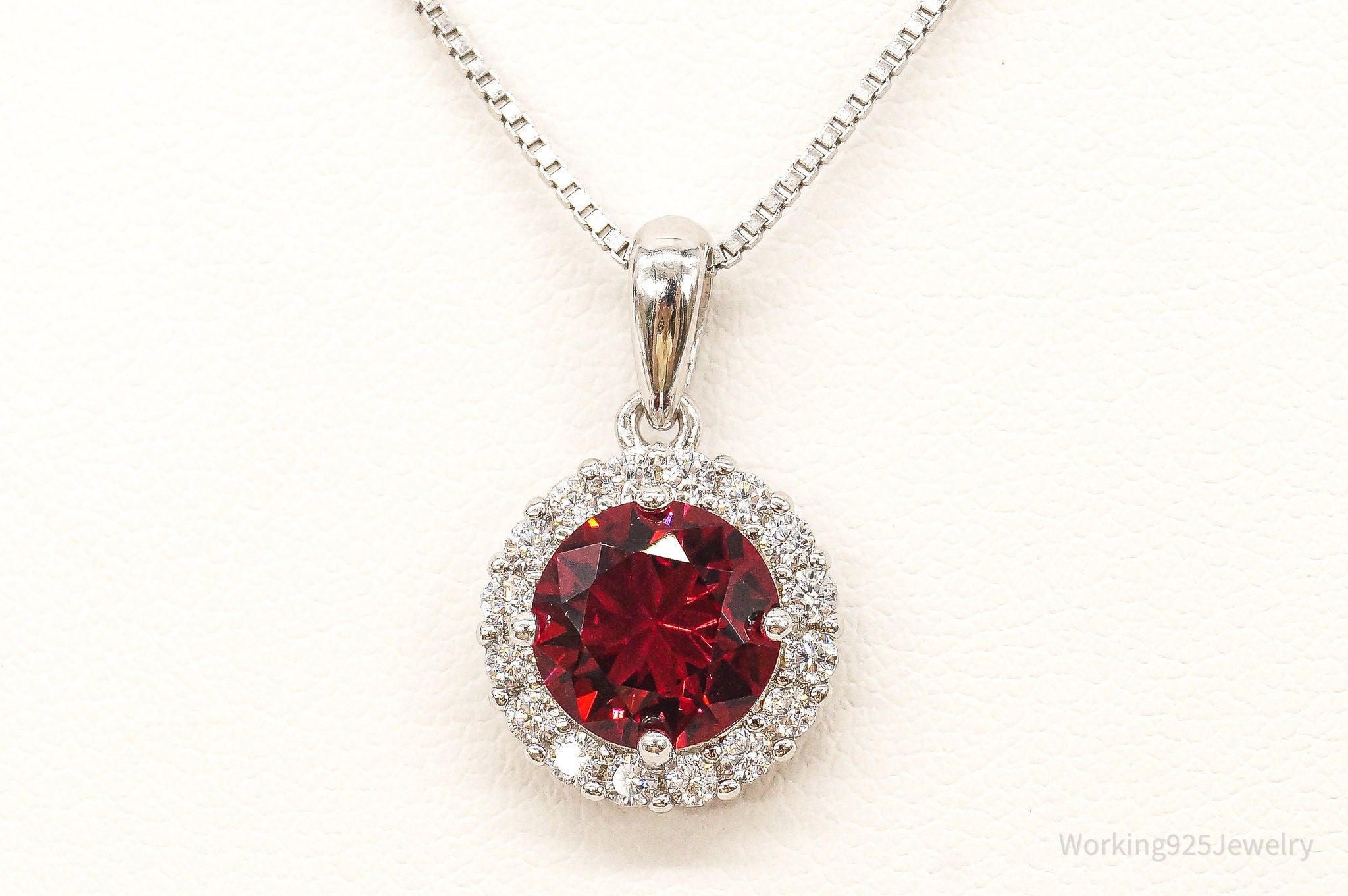 Red & White Cubic Zirconia Sterling Silver Necklace | Jewelry > Necklaces > Pendants | Wiccan Center