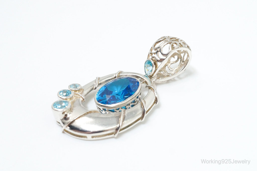 Vintage Art Deco Large Blue Topaz Sterling Silver Pendant | Jewelry > Necklaces > Pendants | Wiccan Center