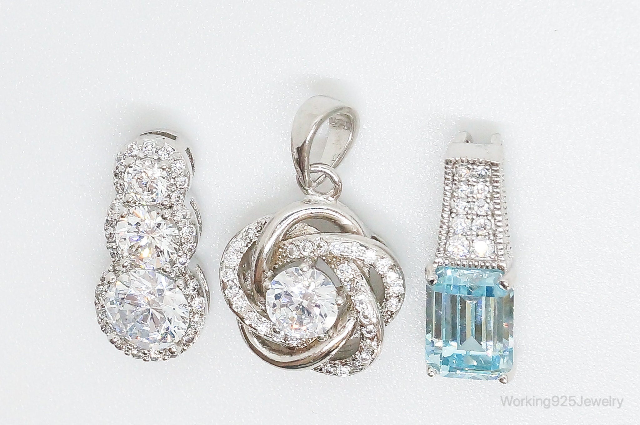 Vintage Blue Topaz & Cubic Zirconia Sterling Silver Necklace Pendants | Jewelry > Necklaces > Pendants | Wiccan Center