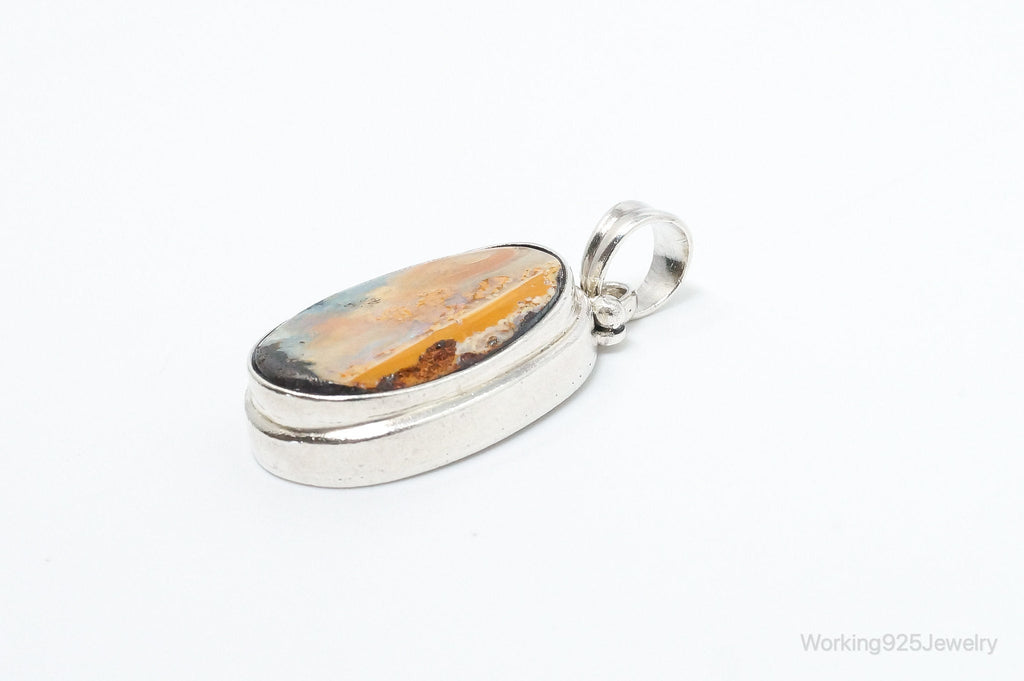Large Vintage Opalized Agate Sterling Silver Necklace Pendant | Jewelry > Necklaces > Pendants | Wiccan Center