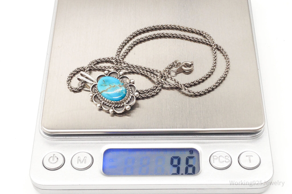 Vintage Native American Blue Turquoise Sterling Silver Necklace | Jewelry > Necklaces | Wiccan Center
