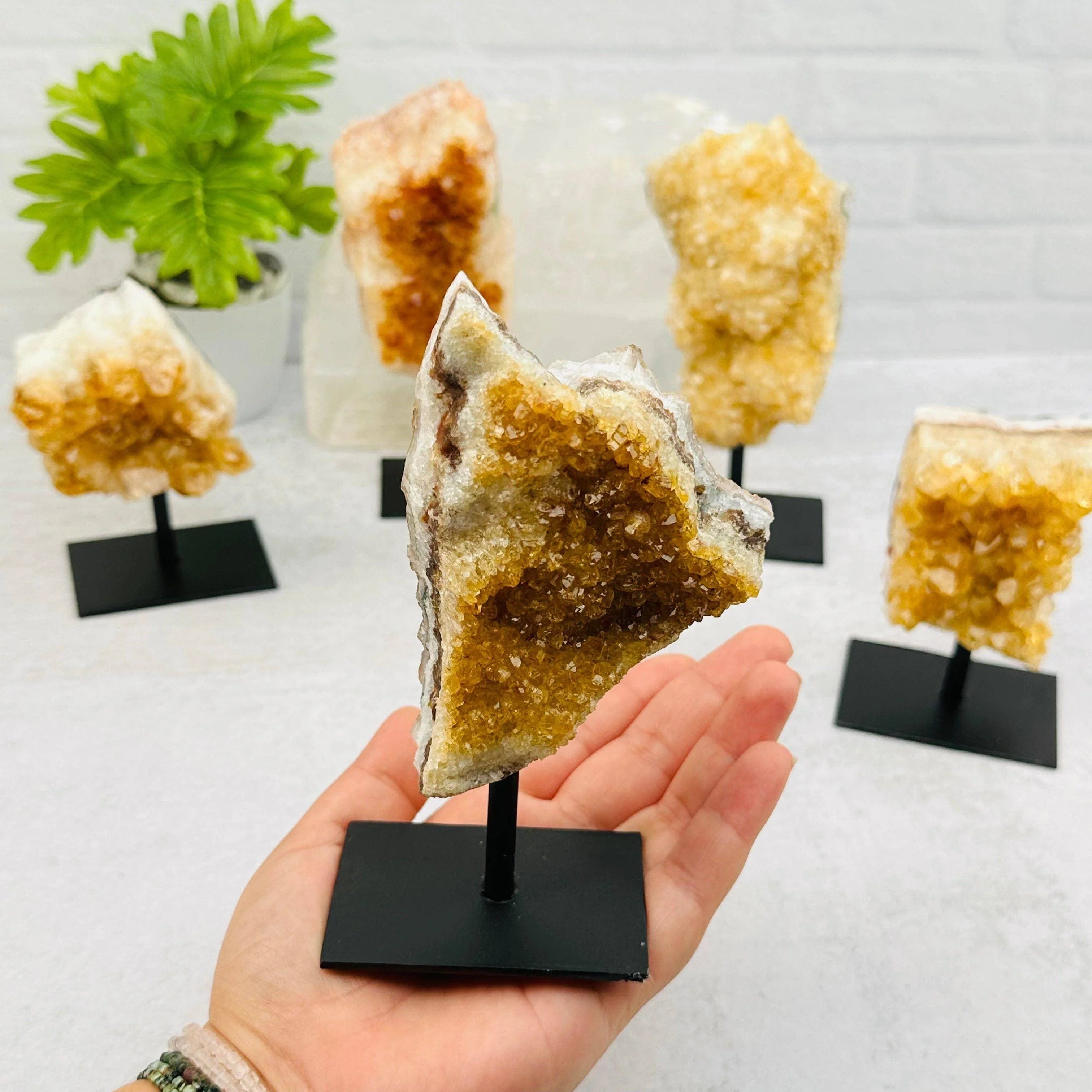 Citrine Cluster on Metal Stand
