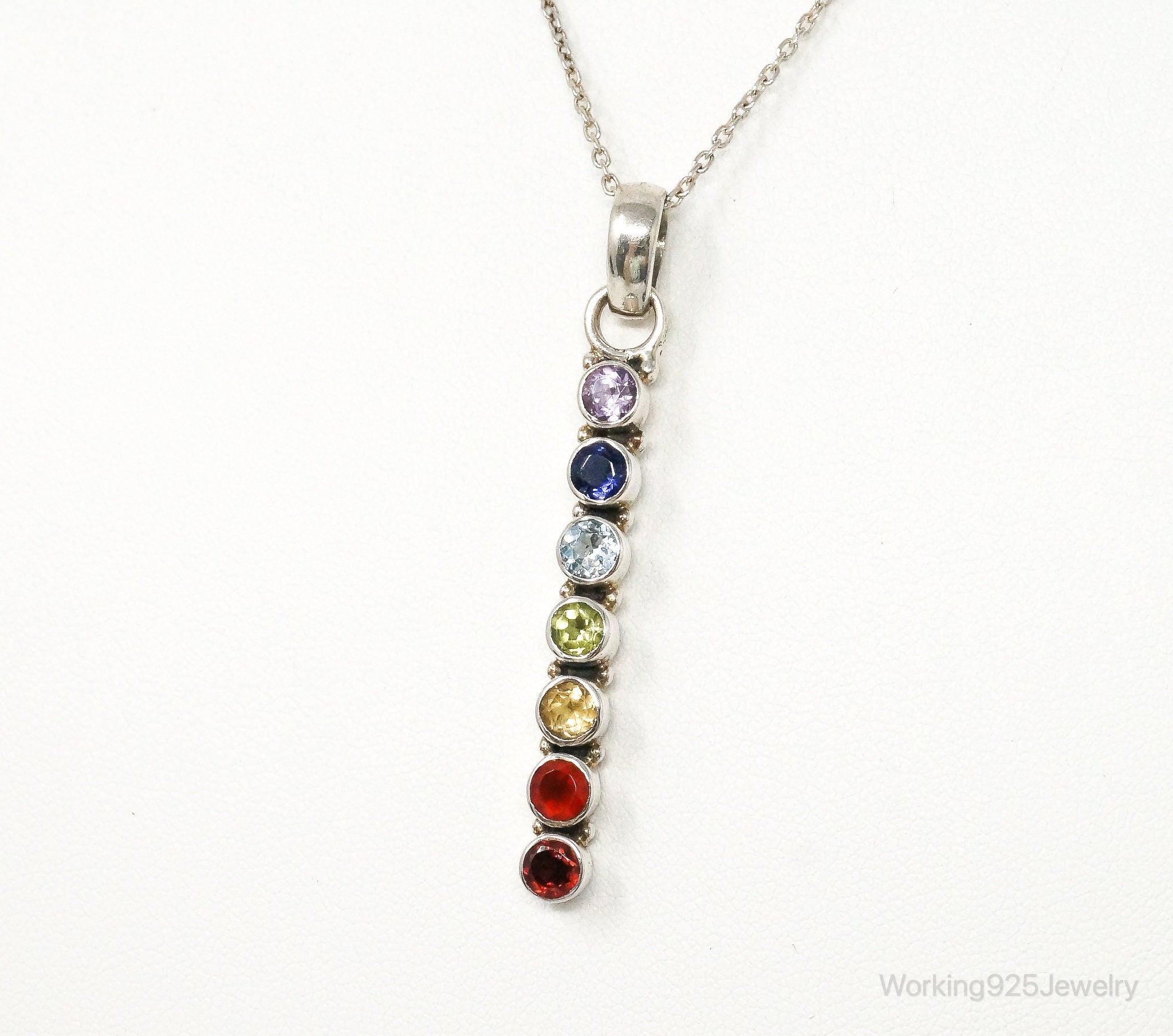 Vintage Multi Gemstone Sterling Silver Necklace | Jewelry > Necklaces > Pendants | Wiccan Center