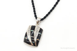 Vintage ROX Opal Cubic Zirconia Black Onyx Sterling Silver Necklace | Jewelry > Necklaces > Pendants | Wiccan Center