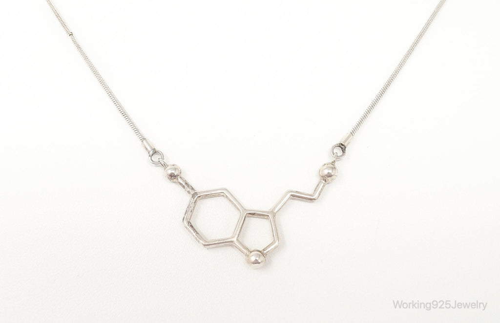 Serotonin Molecule Sterling Silver Necklace | Jewelry > Necklaces > Pendants | Wiccan Center