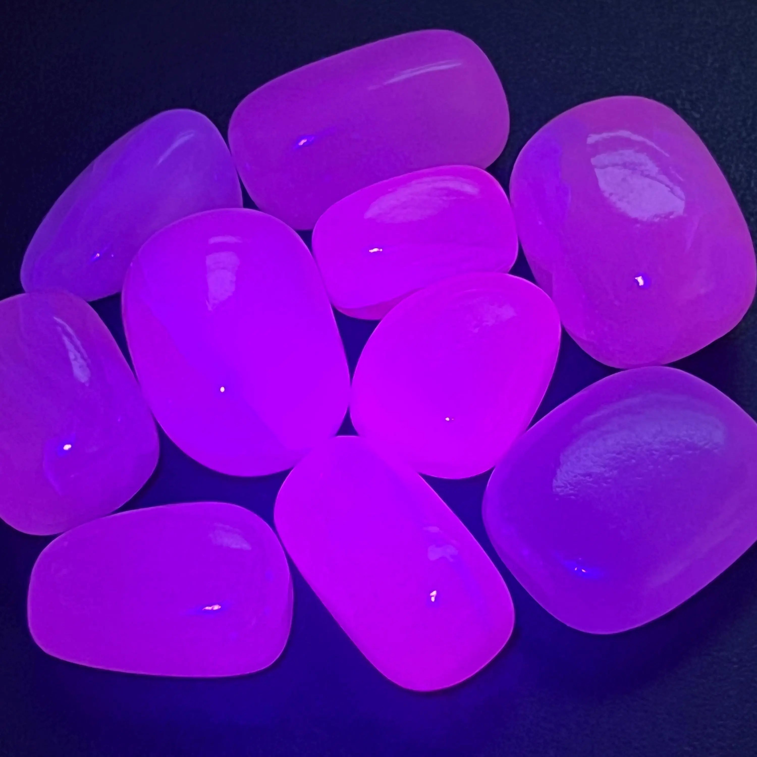 Pink Mangano Calcite Tumbled Stones (UV Reactive)(By The Piece Or Pound) | Home & Living > Home Decor > Home Accents > Rocks & Geodes | Wiccan Center