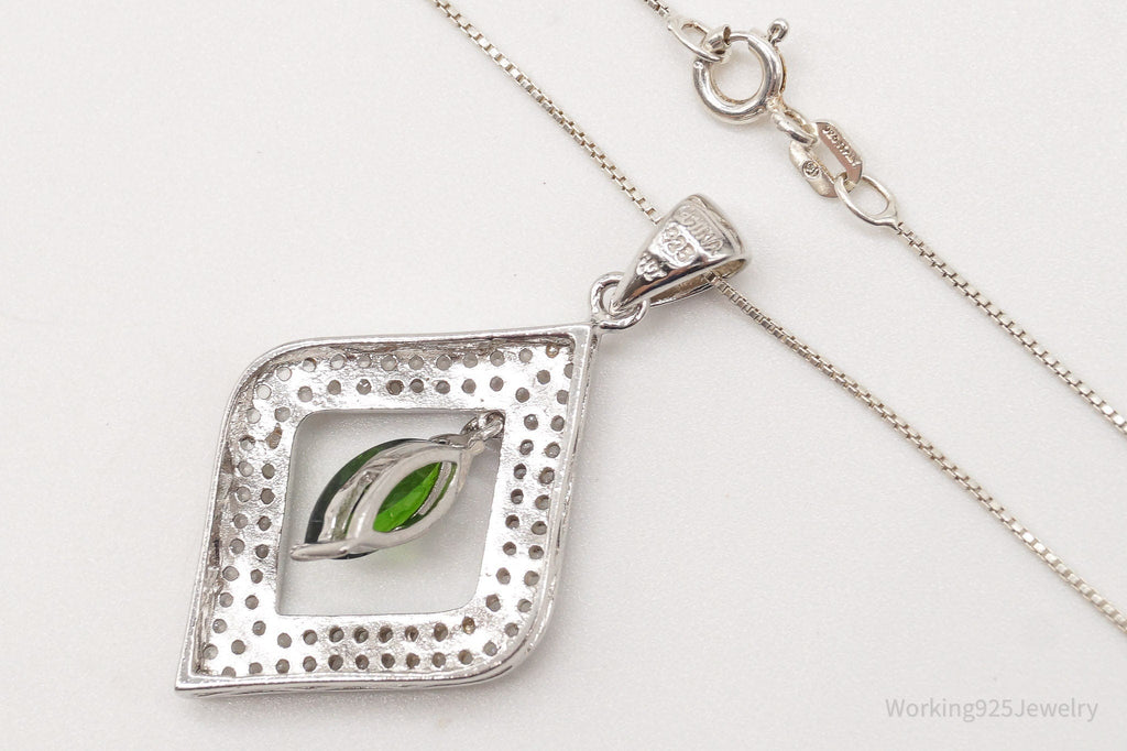 Vintage Lab Emerald Cubic Zirconia Sterling Silver Necklace | Jewelry > Necklaces > Pendants | Wiccan Center