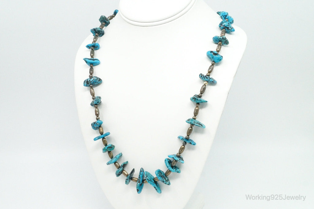 Vintage Native American Turquoise Beaded Sterling Silver Necklace | Jewelry > Necklaces > Pendants | Wiccan Center