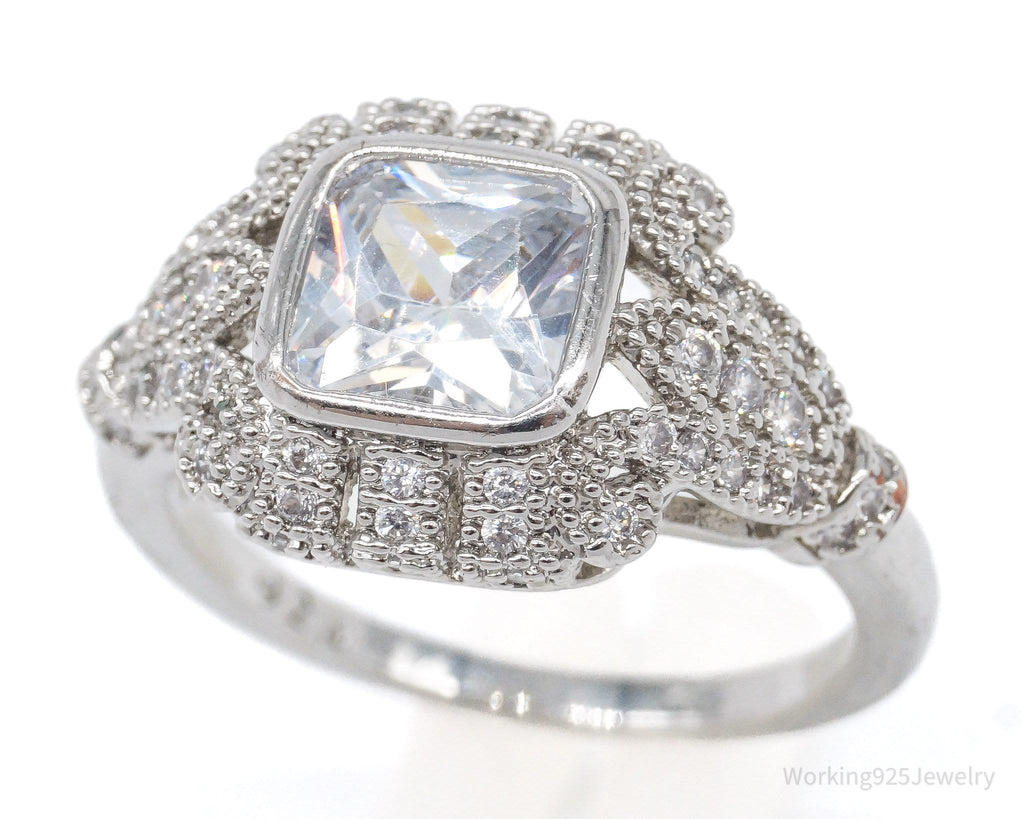 Vintage White Topaz Sterling Silver Plated Ring - Size 9 | Jewelry > Rings | Wiccan Center