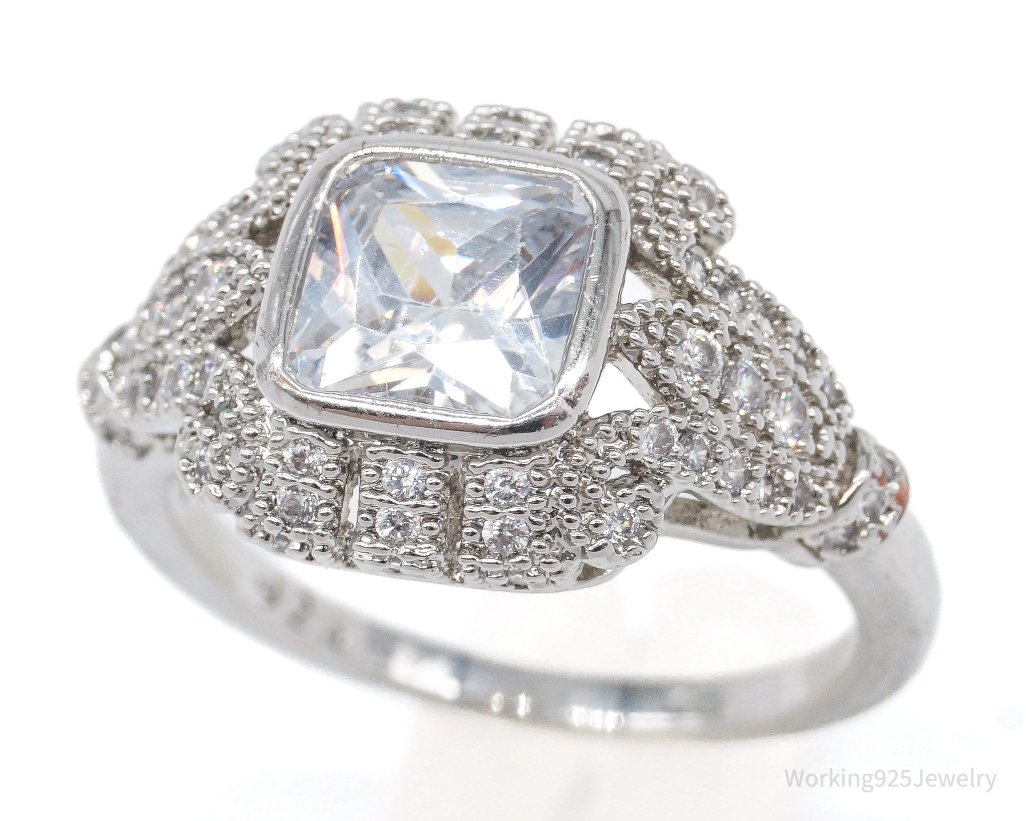 Vintage White Topaz Sterling Silver Plated Ring - Size 9 | Jewelry > Rings | Wiccan Center