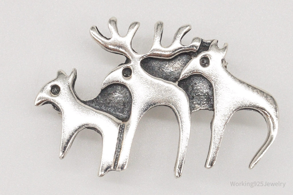 Vintage Moose Family Sterling Silver Brooch Pin | Jewelry > Brooches, Pins & Clips | Wiccan Center