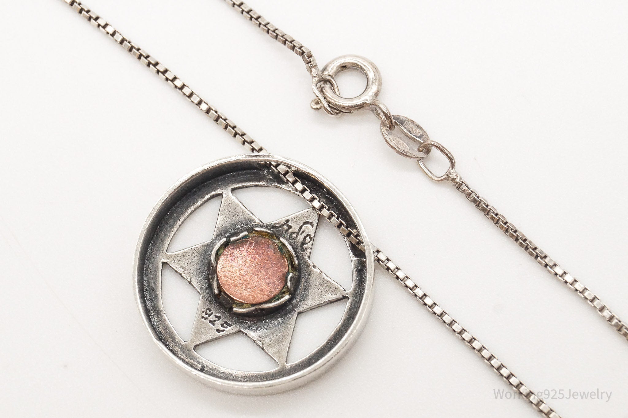 Vintage Star Of David Brass Copper Sterling Silver Necklace | Jewelry > Necklaces > Pendants | Wiccan Center