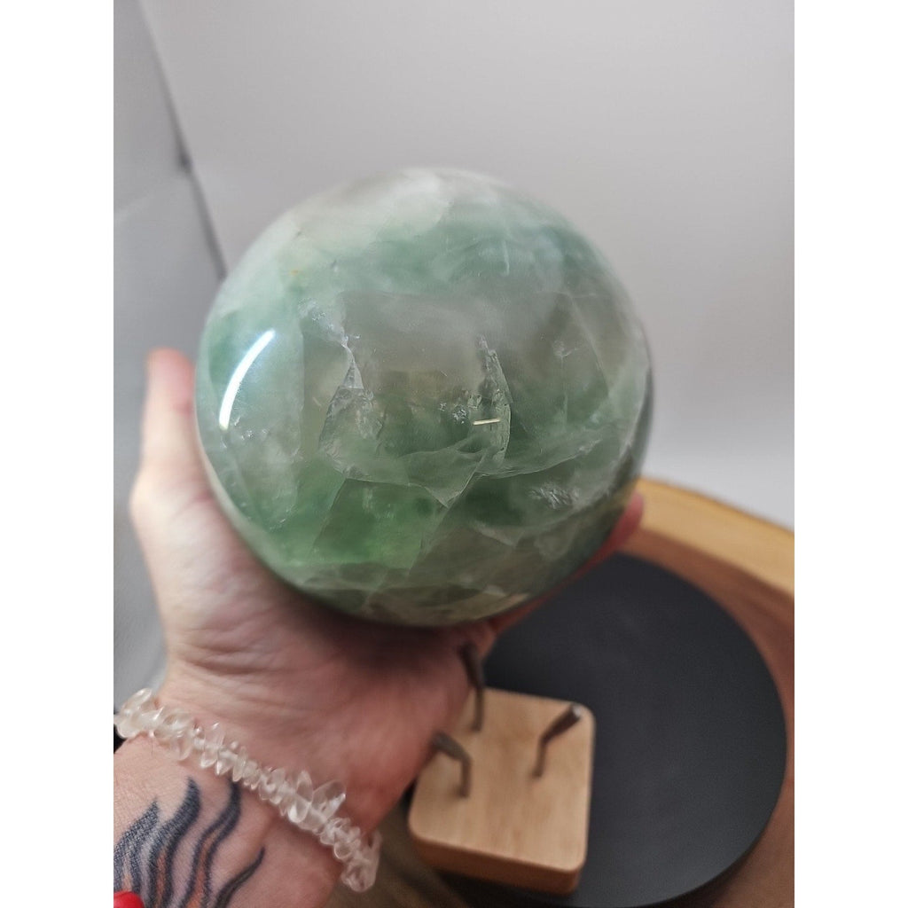 Large Natural Green Fluorite Quartz Crystal Sphere — 5.43 lbs, Madagascar | CrystalCloud Company | Crystal Spheres & Eggs | Wiccan Center
