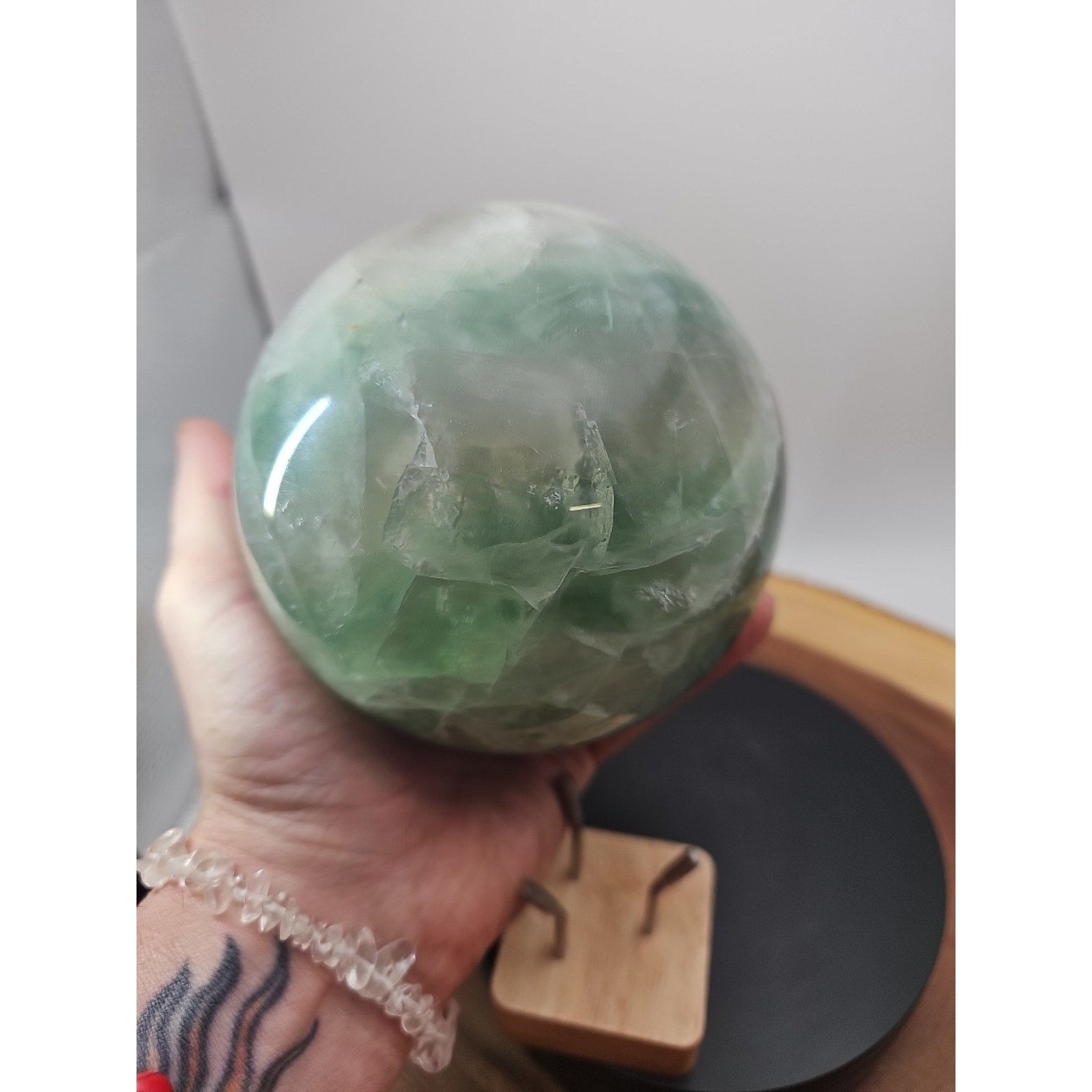Large Natural Green Fluorite Quartz Crystal Sphere — 5.43 lbs, Madagascar | CrystalCloud Company | Crystal Spheres & Eggs | Wiccan Center