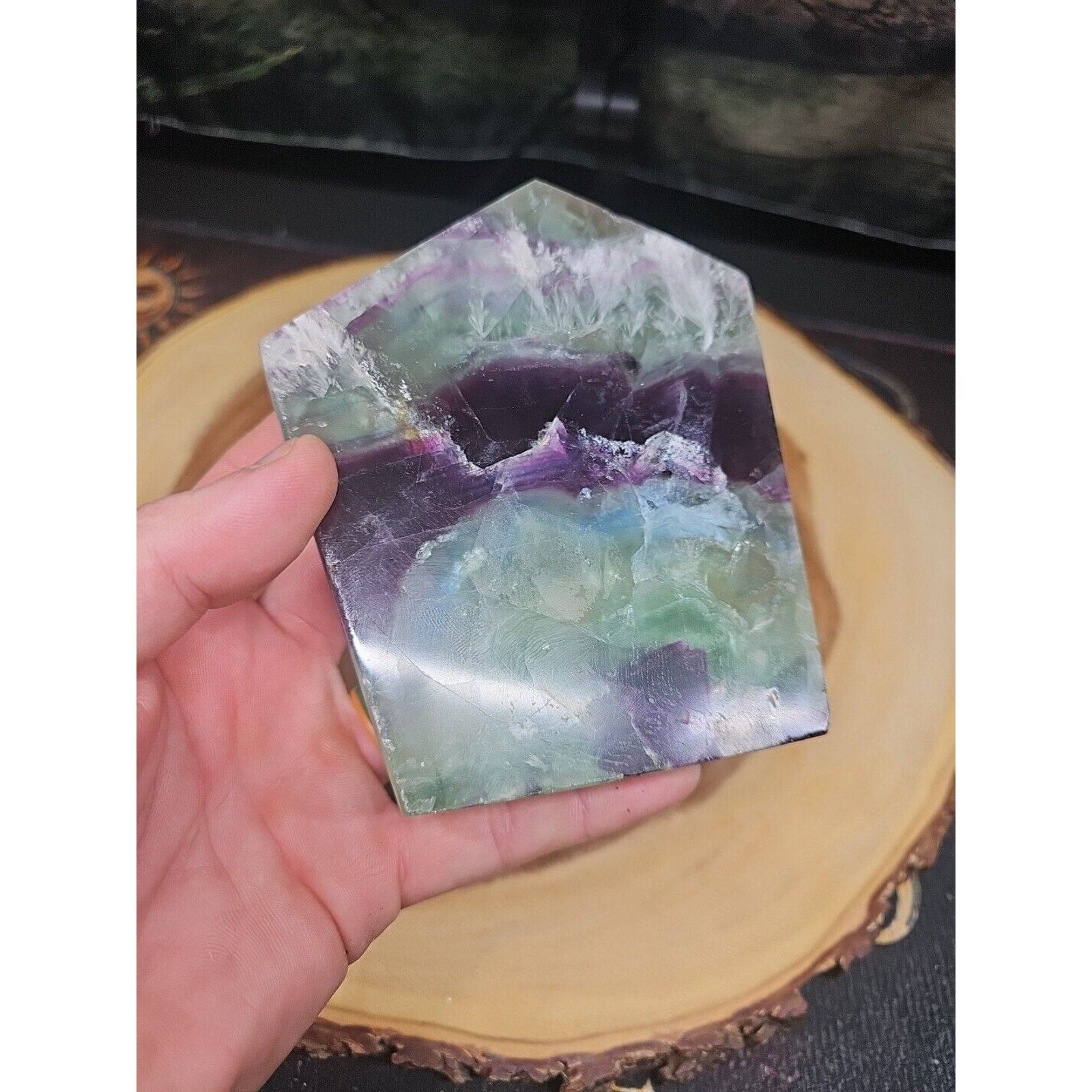 1.15LB Natural fluorite snowflake feather fluorite crystal quartz healing | Mineral Specimens | Wiccan Center