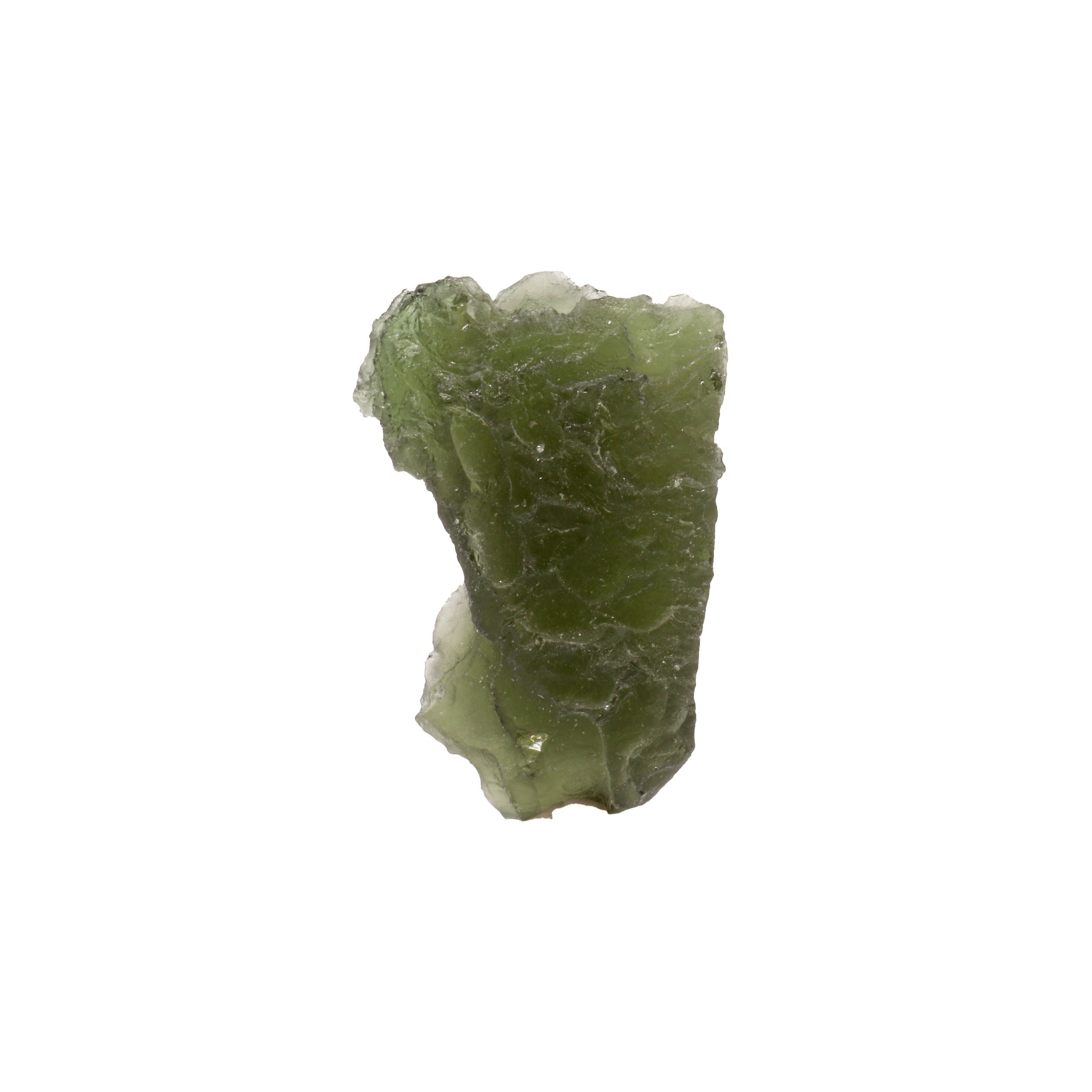 Moldavite Tektite Raw Nugget - Mountainous with Flat Side in Gel Case | Crystals & Minerals > Specimens | Wiccan Center