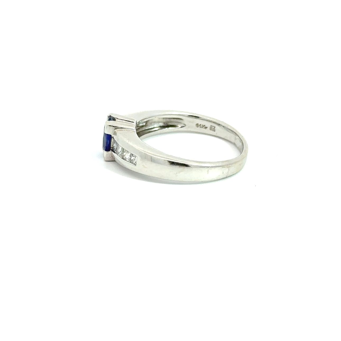 14k White Gold Natural Oval Cut Tanzanite and Princess Cut Diamond Ring | Jewelry > Rings | Wiccan Center