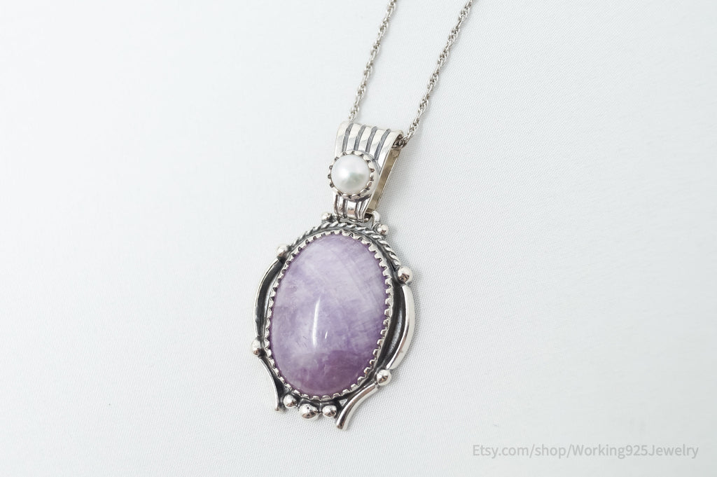 Vintage Southwestern Charoite Pearl Sterling Silver Necklace | Jewelry > Necklaces > Pendants | Wiccan Center