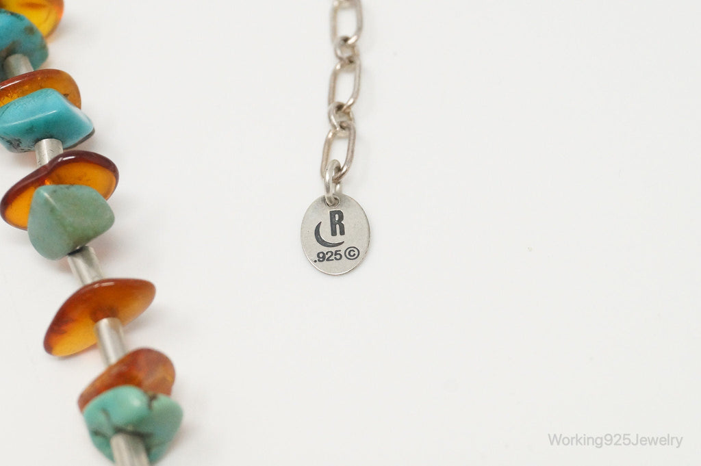 Designer Carolyn Pollack Relios Turquoise Amber Sterling Silver Necklace | Jewelry > Necklaces | Wiccan Center