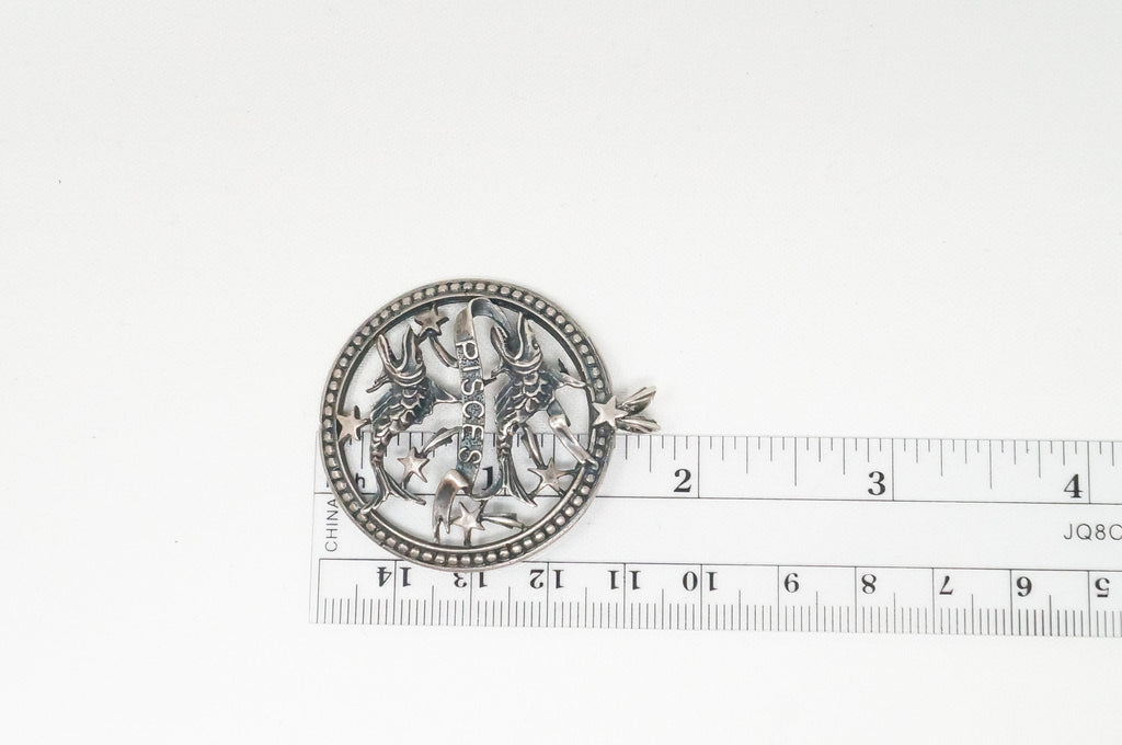 Vintage Designer Beau Abstract Astrology Pisces Sterling Silver Necklace Pendant | Jewelry > Necklaces > Pendants | Wiccan Center