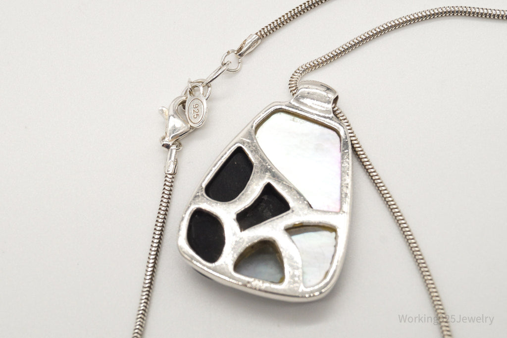 Vintage Black Onyx Paua Abalone Shell Sterling Silver Necklace | Jewelry > Necklaces > Pendants | Wiccan Center