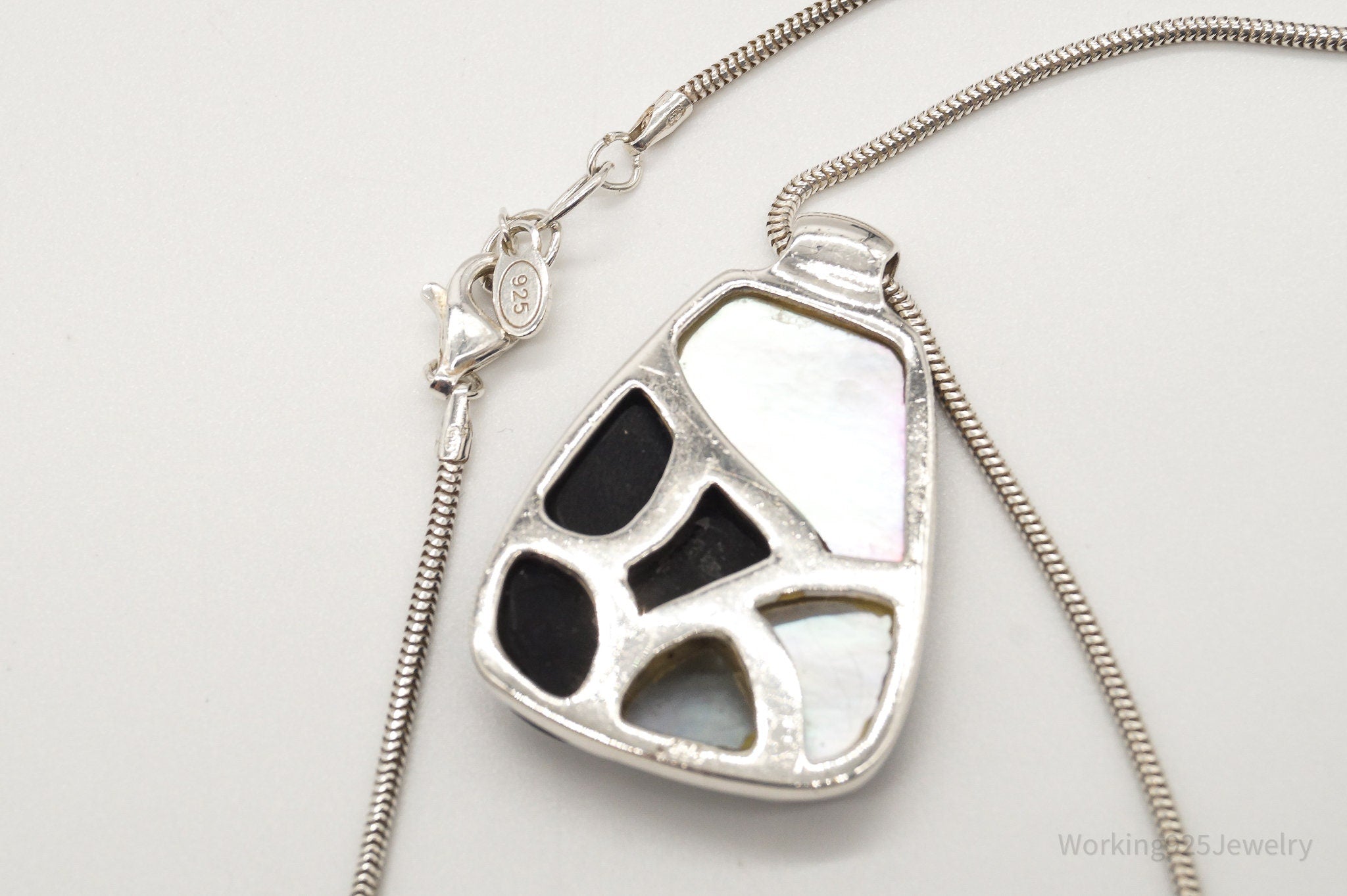 Vintage Black Onyx Paua Abalone Shell Sterling Silver Necklace | Jewelry > Necklaces > Pendants | Wiccan Center