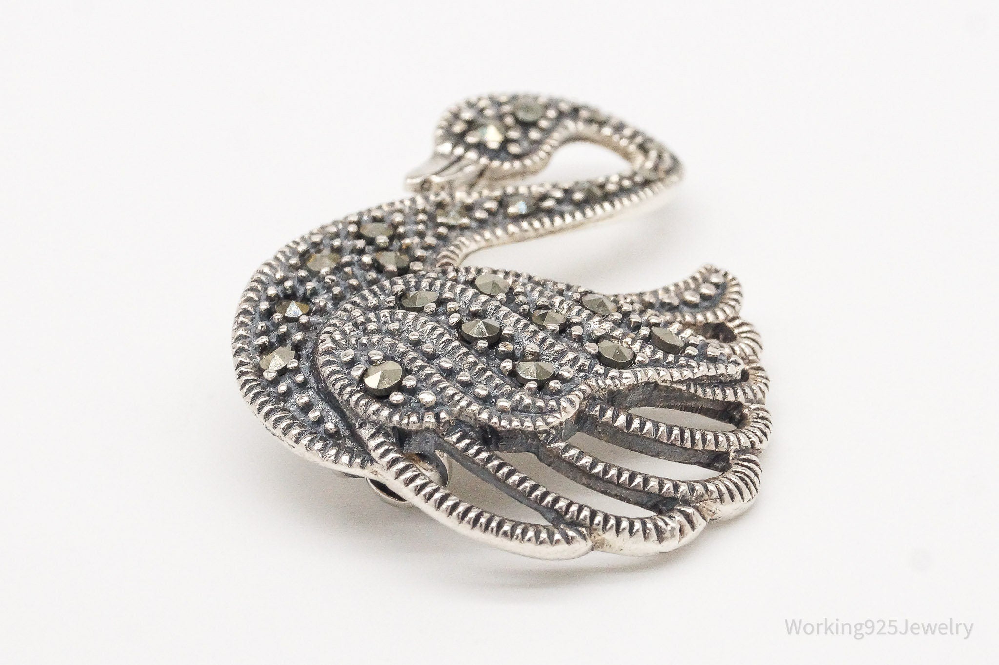 Vintage Marcasite Swan Sterling Silver Brooch Pin | Jewelry > Brooches, Pins & Clips | Wiccan Center