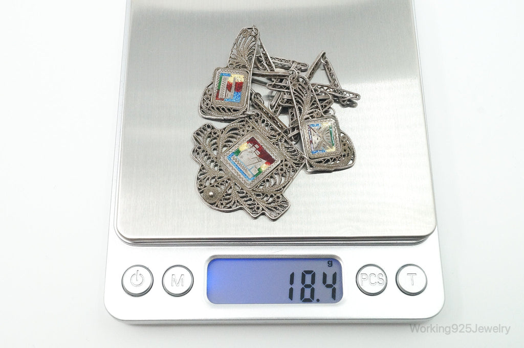 Vintage Enamel Filigree Sterling Silver Necklace | Jewelry > Necklaces > Pendants | Wiccan Center