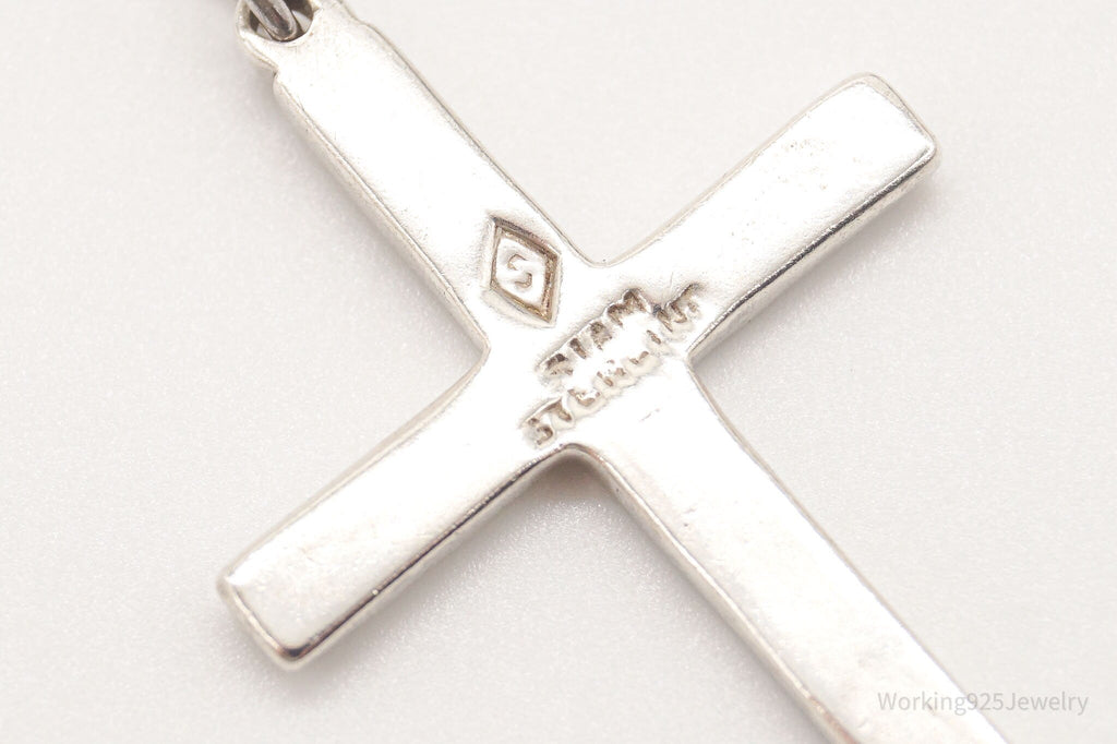 Vintage Large White Enamel Siam Sterling Silver Pendant | Jewelry > Necklaces > Pendants | Wiccan Center