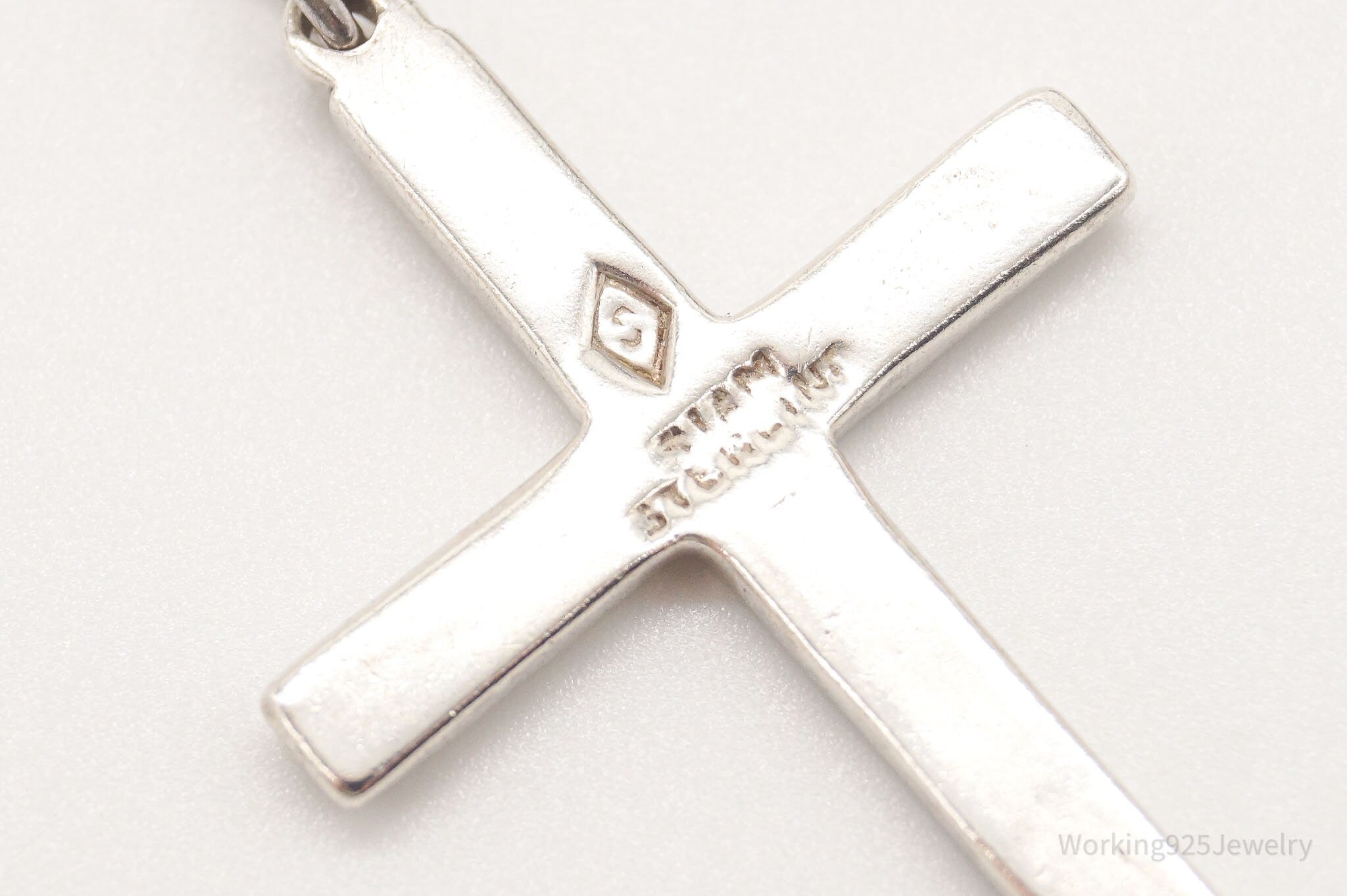 Vintage Large White Enamel Siam Sterling Silver Pendant | Jewelry > Necklaces > Pendants | Wiccan Center