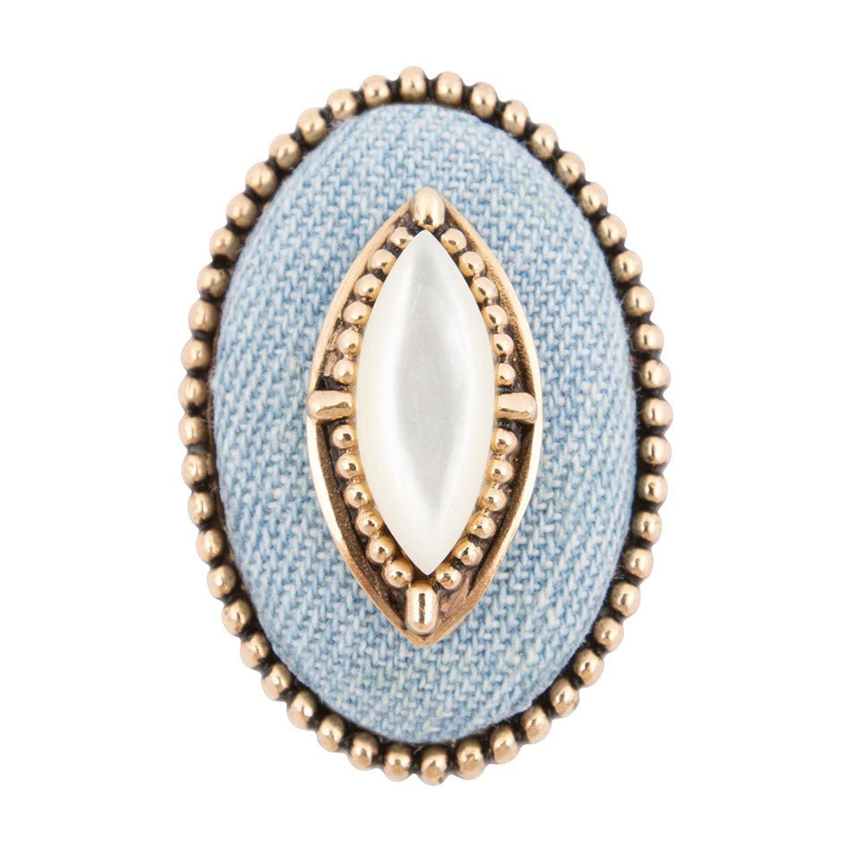 Denim Dreams White Mother of Pearl Golden Statement Ring | Rings | Wiccan Center