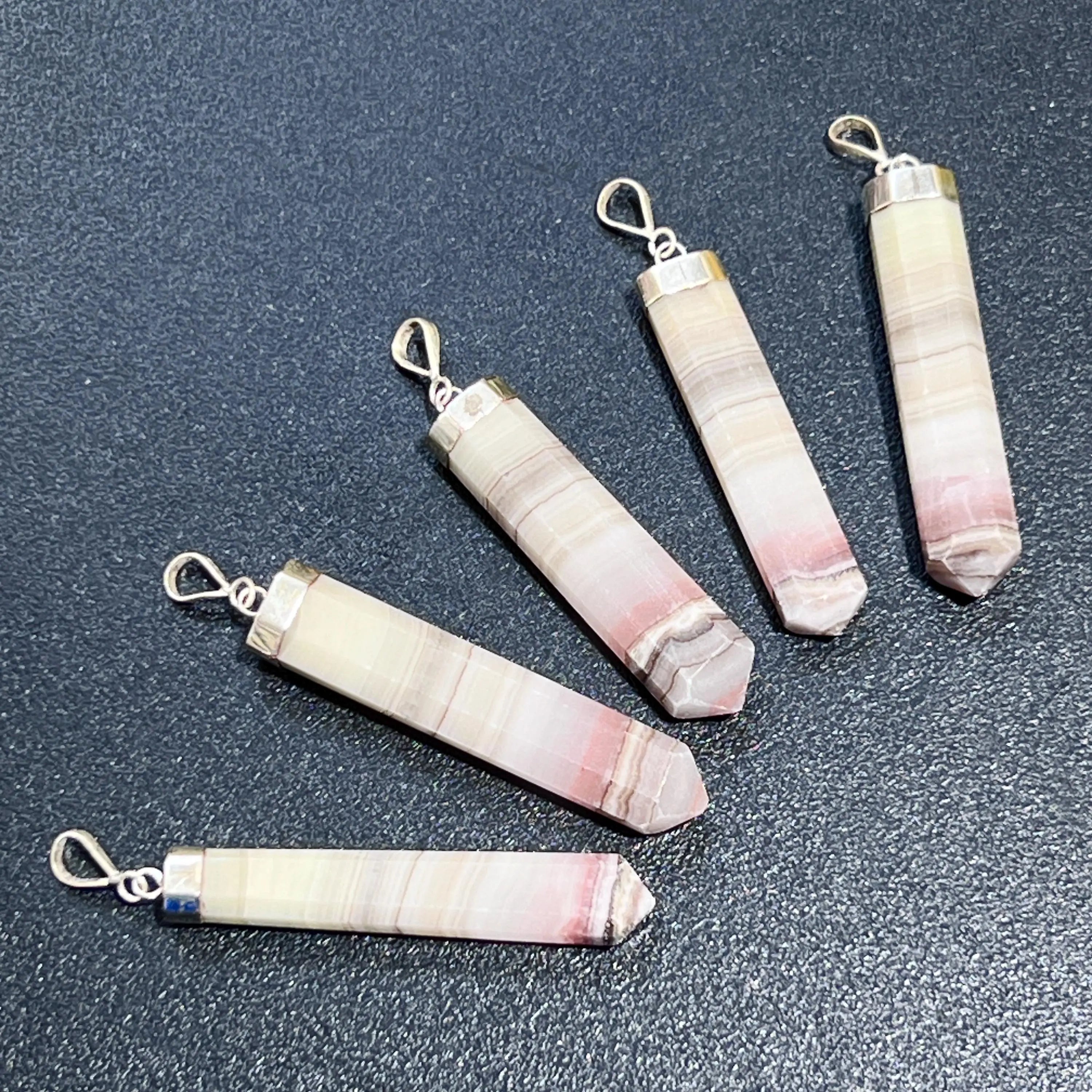 Pink Banded Calcite Crystal Point Pendant (925 Sterling Silver) Faceted Jewelry Necklace Supply | Craft Supplies & Tools > Beads, Gems & Cabochons > Charms & Pendants > Pendants | Wiccan Center