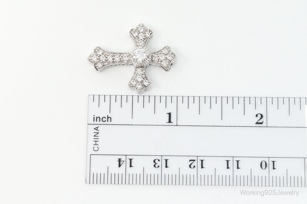 Vintage Designer MEDA Cubic Zirconia Cross Sterling Silver Necklace Pendant | Jewelry > Necklaces > Pendants | Wiccan Center